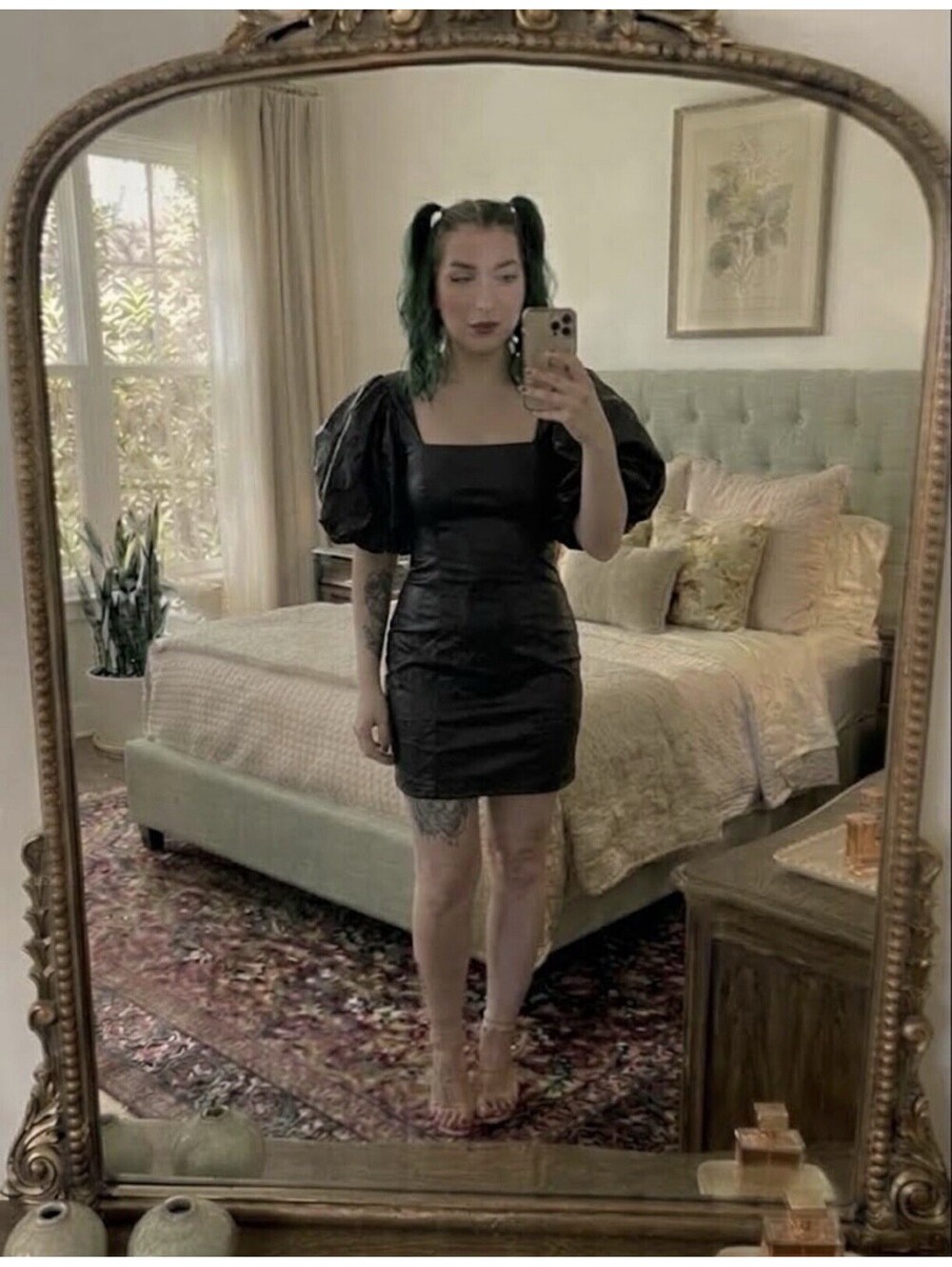 ASOS Black Faux Leather Puff Sleeve Mini Dress Women's US Size 0 NWT